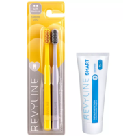 Мануальные щетки Revyline SM6000 DUO (желтая и серая) и зубная паста S